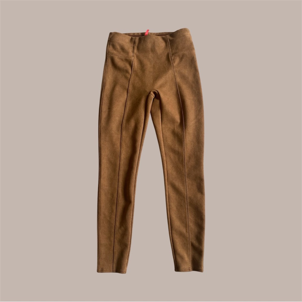 SPANX Faux Suede Legging XS Pull On Pants Tan Brown Slimming